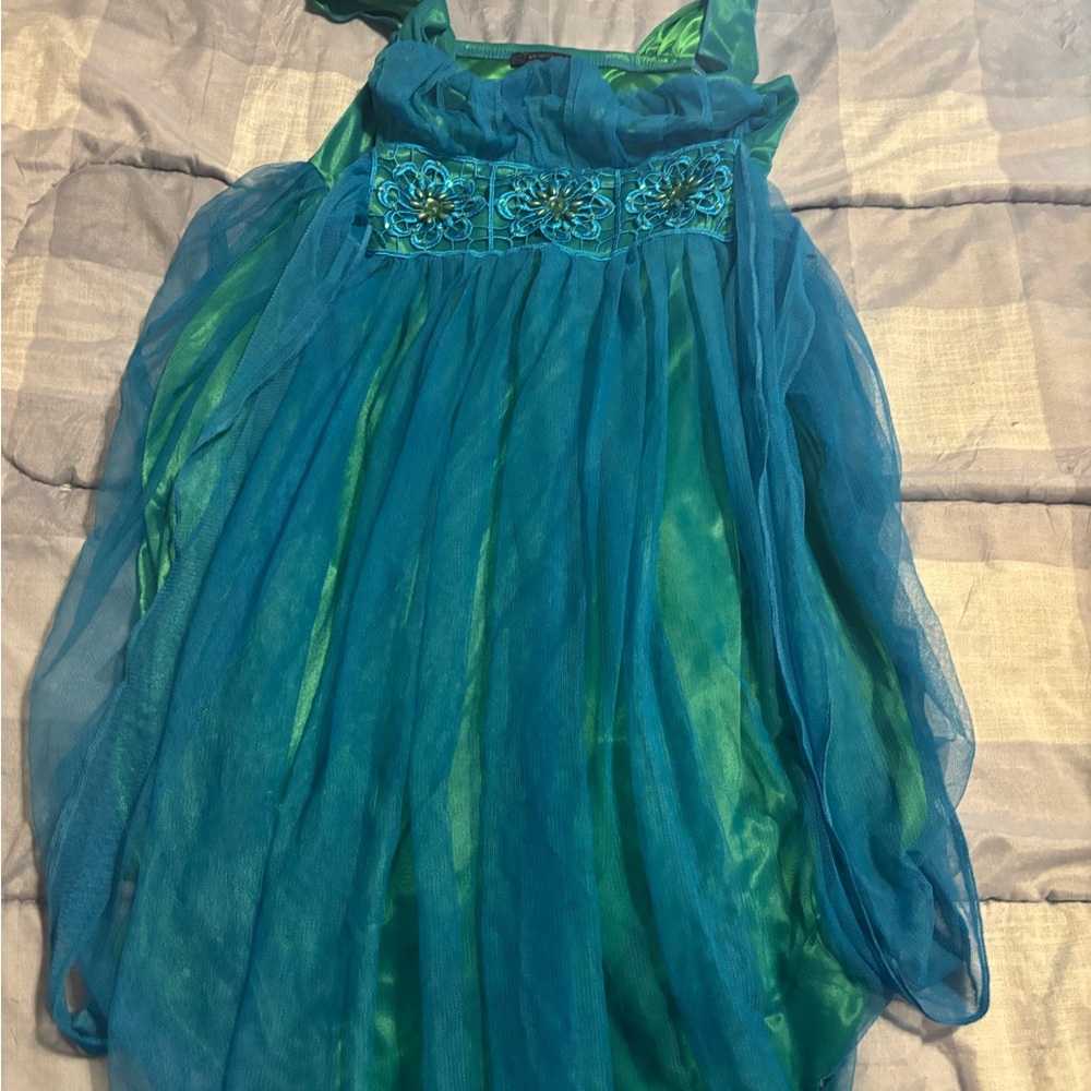 My Michelle Vibrant Blue and Green Dress